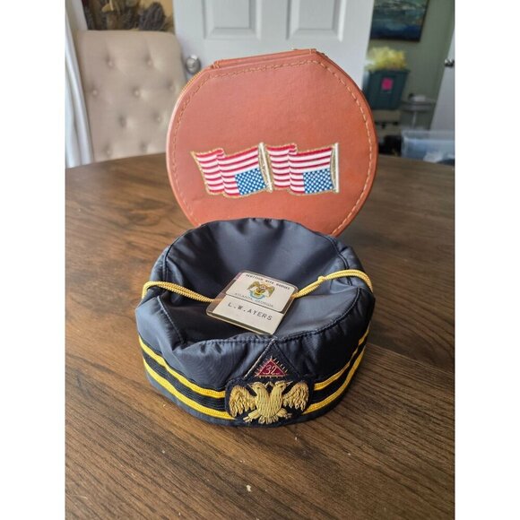 VTG 32ND DEGREE SCOTTISH RITE MASONIC FREEMASON CAP BULLION DOUBLE EAGLE EMBLEM - Picture 2 of 16